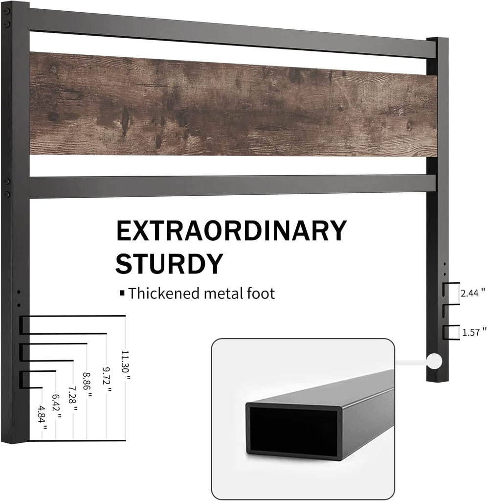 Headboard Only Wooden Headboard with Metal Slats Sturdy Rustic Headboards Easy Assembly, Twin XL/Queen/King (King)