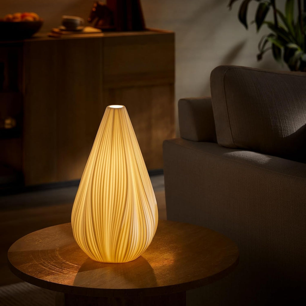 12.5" Modern Ceramic Table Lamp, Fully Dimmable Modern Bedside Lamps and Nightstand, White Translucent Ceramic Shade