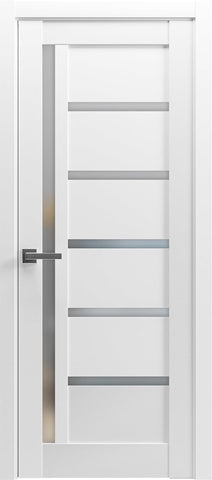 Quadro 4088 Interior Door 28 x 80 in, Single Swing Door Slab with Frosted Glass, White Solid MDF, Fr