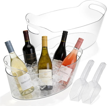 6.5L Ice Bucket for Parties, Large Clear Drink Bucket for Champagne Wine, Beer, Portable Drinking Cooler with 2 - Set of 2