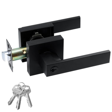 Entry Door Lock Set, Square Door Lever