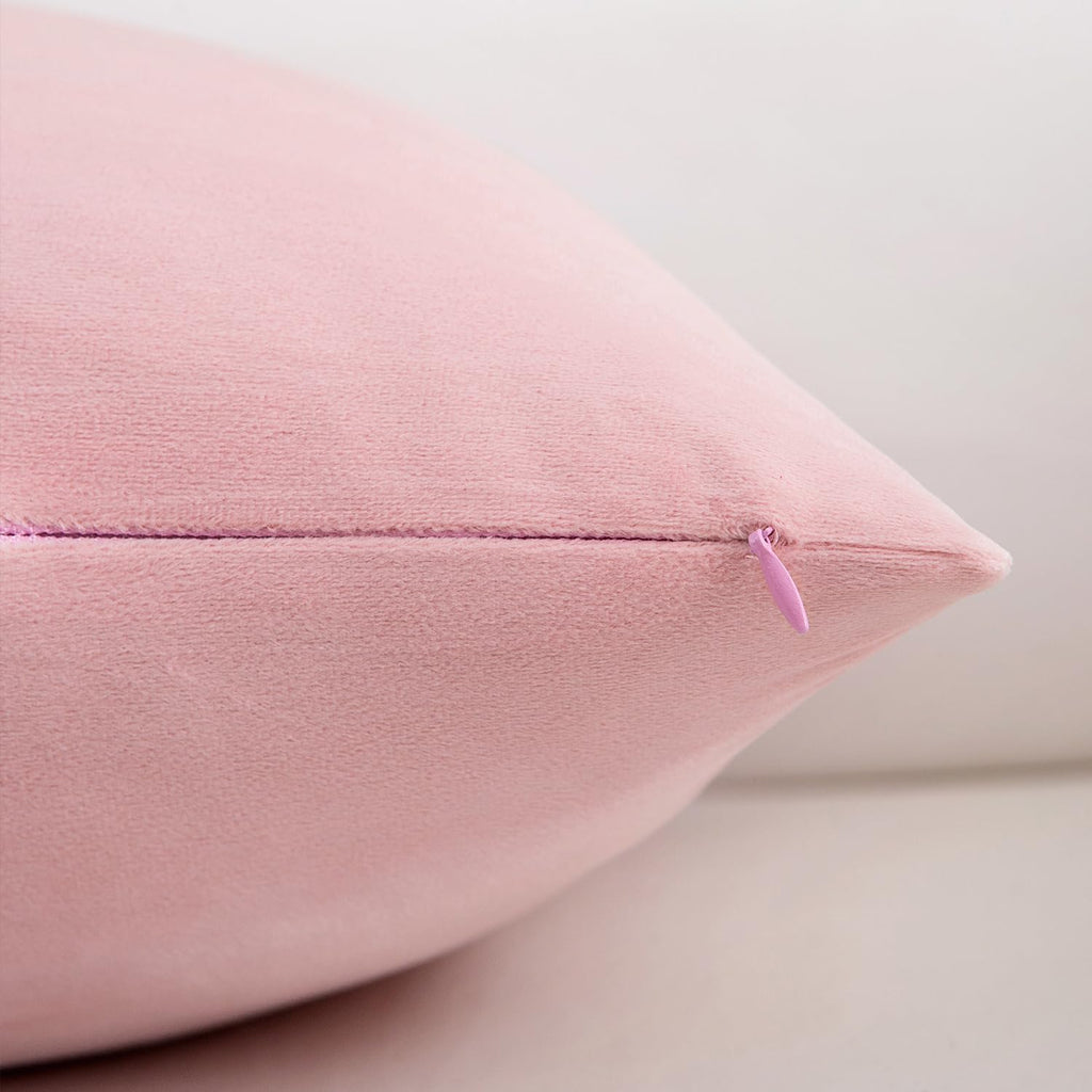 Velvet Decorative Throw Pillow Covers, Soft Square Cushion Case Home Decor, Set of 2 Pack, Pink, 18x18 Inch