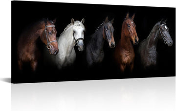 Large Animal Canvas Wall Art Black and White Horse Picture Prints Inspirational Horses Wall Decor Living Room Modern