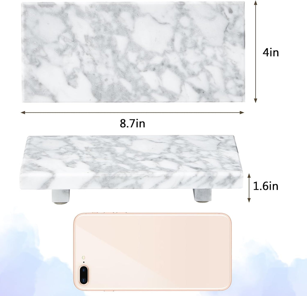 Natural Marble Tray Pedestal Stand - Soap & Jewelry Riser Counter, Kitchen Sink, Vanity Organizer, Decorative Stone