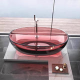 Luxury Transparent Resin Adult Bathtub, Modern Deep Soaking Spa Bathtub with Spring-Loaded Drain, Flat Bottom Design