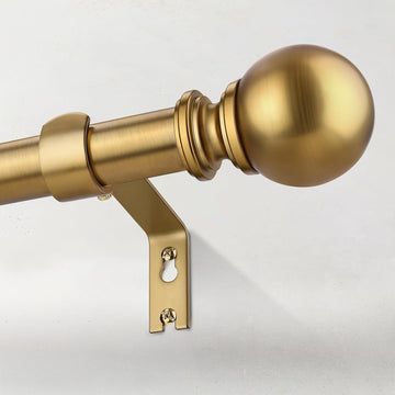 Brush Gold Curtain Rods for Windows 32 to 90 Inch, 1 Inch Brass Heavy Duty Curtain Rods Adjustable and Easy