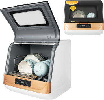 Countertop Dishwasher, 110V 800W Portable Compact Dishwasher with 3 Washing Programs