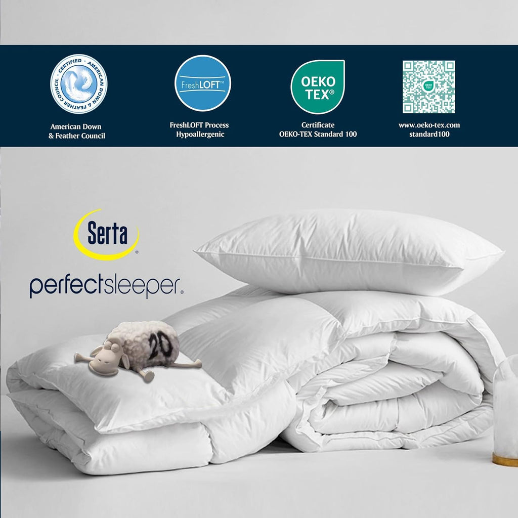Goose Feather Down Fiber Cotton Comforter King - 100% Cotton Duvet Insert