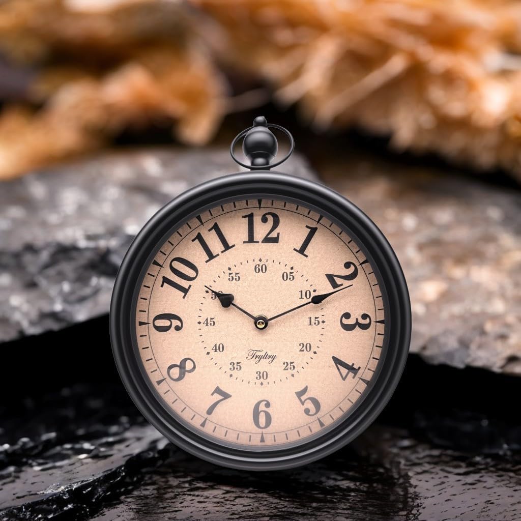 Retro Round Wall Clock Metal Vintage Antique Wall Clocks Battery Operated Old Design Style for Kitchen