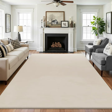 Faux Rabbit Fur Area Rugs Non Slip Washable