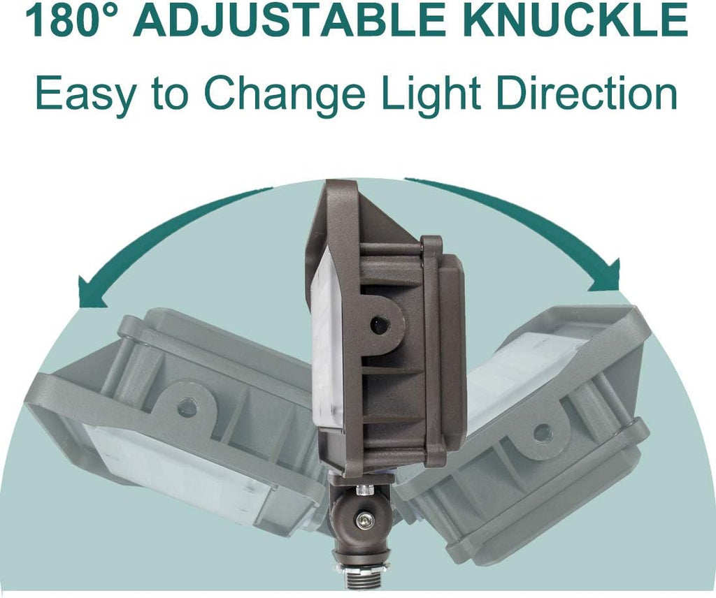 LED Flood Light Outdoor, Dusk-to-Dawn Photocell, 50W 6500LM | 5000K Daylight, IP65 Waterproof 100-277V, 180-Degree