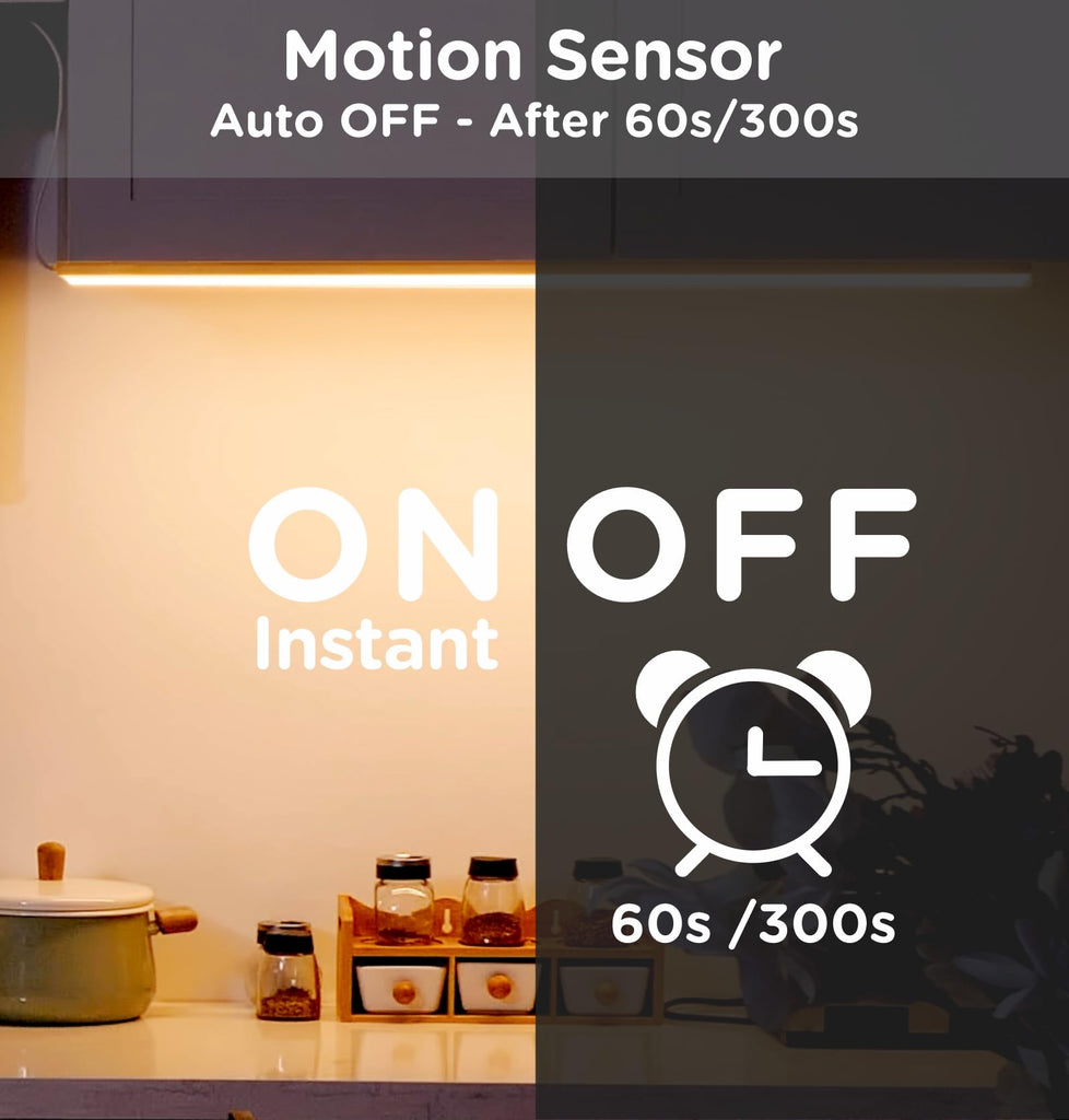 Under Cabinet Lighting Plug in, AC120V LED Motion Sensor Light Indoor 3000K/4000K/5000K, Super Bright, Linkable Under
