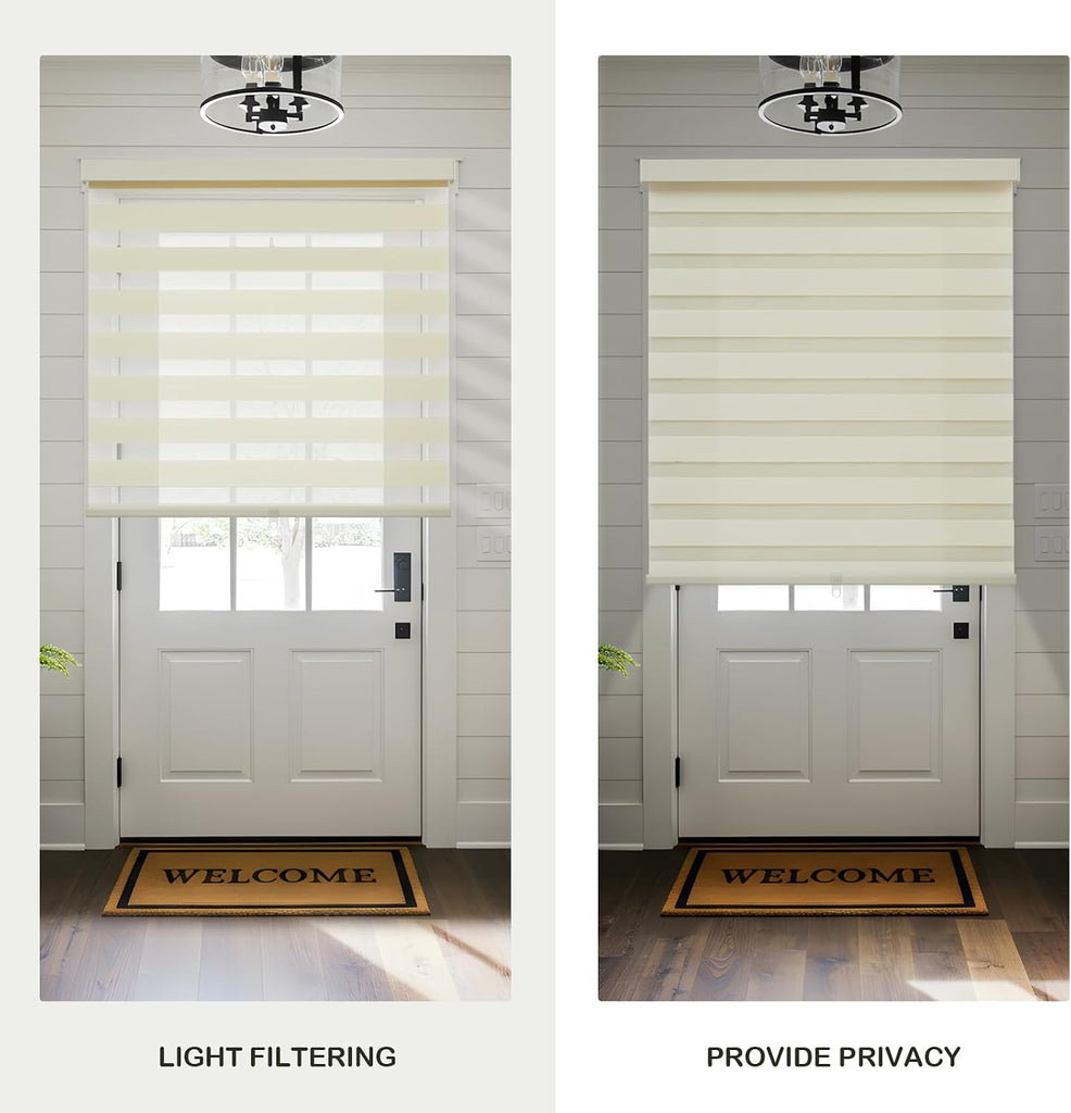 Cordless Zebra Blinds for Windows,Free-Stop Roller Zebra Shades,Light Filtering Blinds windows with Upgraded