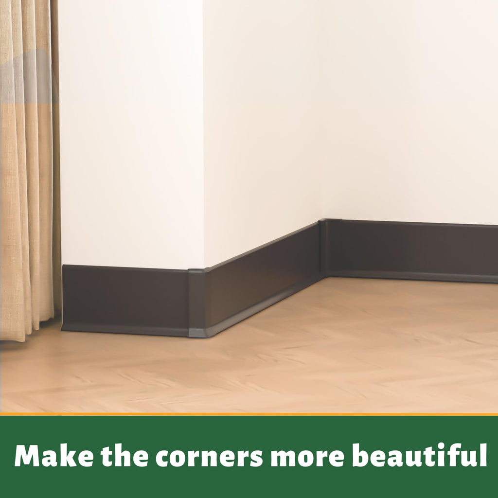 Self Adhesive 6 Inch Baseboard Corner Blocks, Black, 6-Piece Set