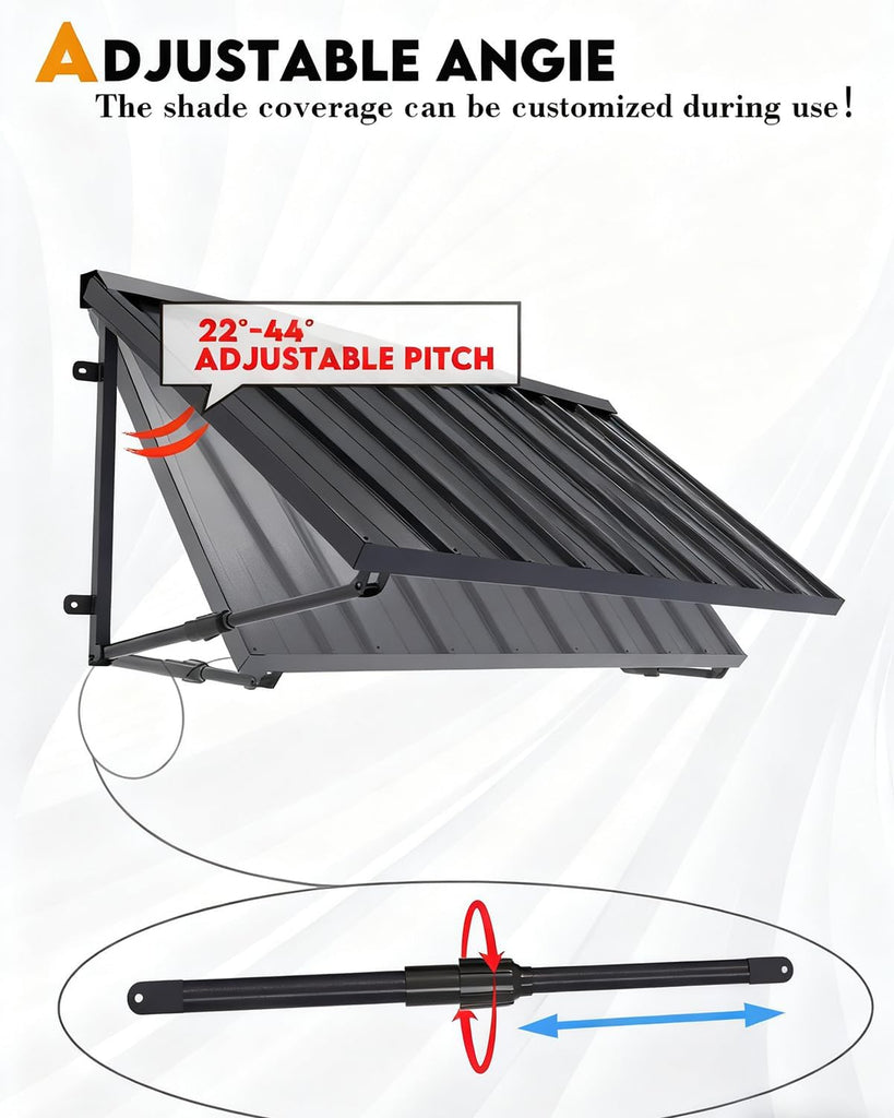 81x24 Inch Metal Awning for Door Entrance, Heavy-Duty Window Awning with Adjustable Angle, Weather-Resistant Outdoor