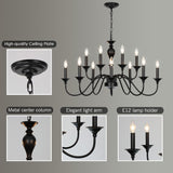 Black Farmhouse Chandeliers for Dining Room Light Fixtures Over Table, 12 Light Industrial Candle Hanging Chandeliers for Living Room Kitchen Island Foyer Staircase A109-B0DS29K2PD
