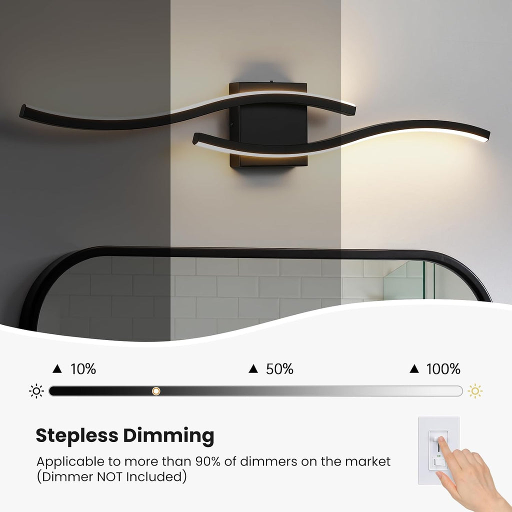 Bathroom Vanity Lights Over Mirror: 31.5 Inch 20W Black LED Bathroom Lighting Fixtures 5CCT Dimmable 2700-5000K