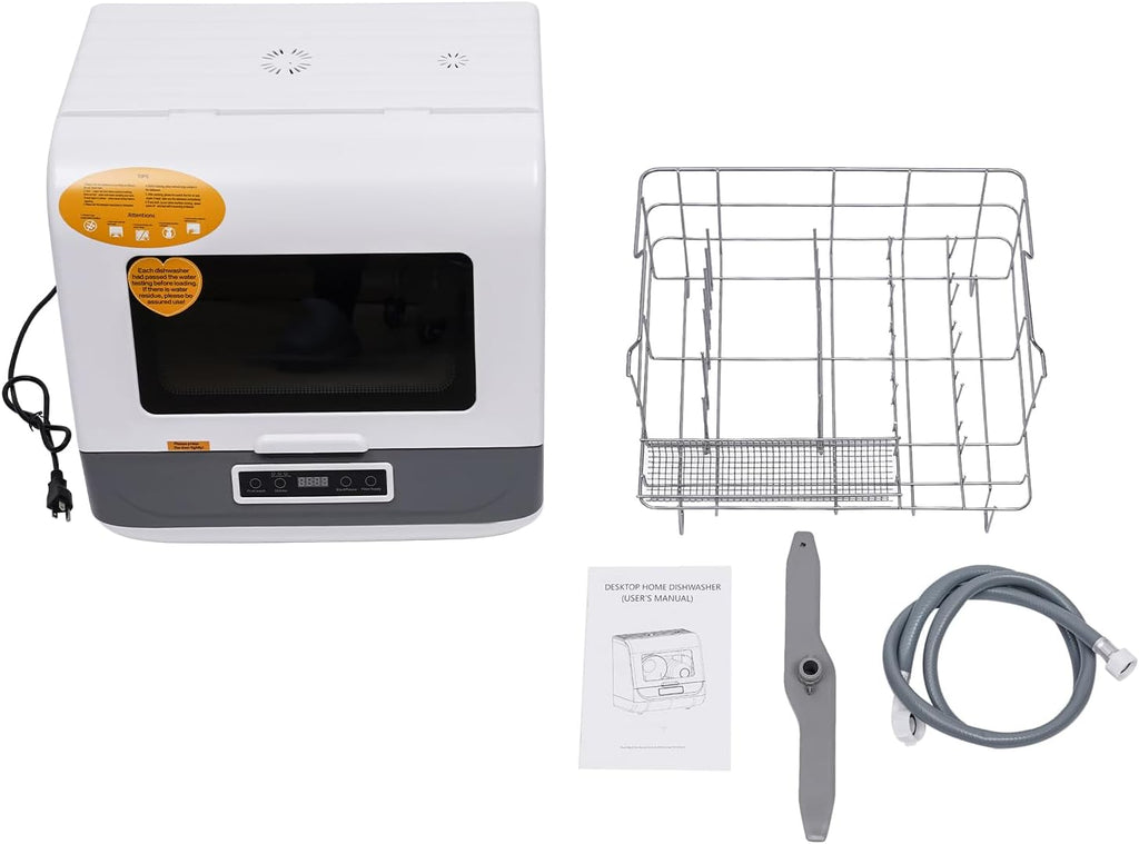 Dishwasher, 1200W Countertop Dishwasher with 3 Washing Programs Dishwasher with 360 Degree Spraying Water 75°C Air Dry