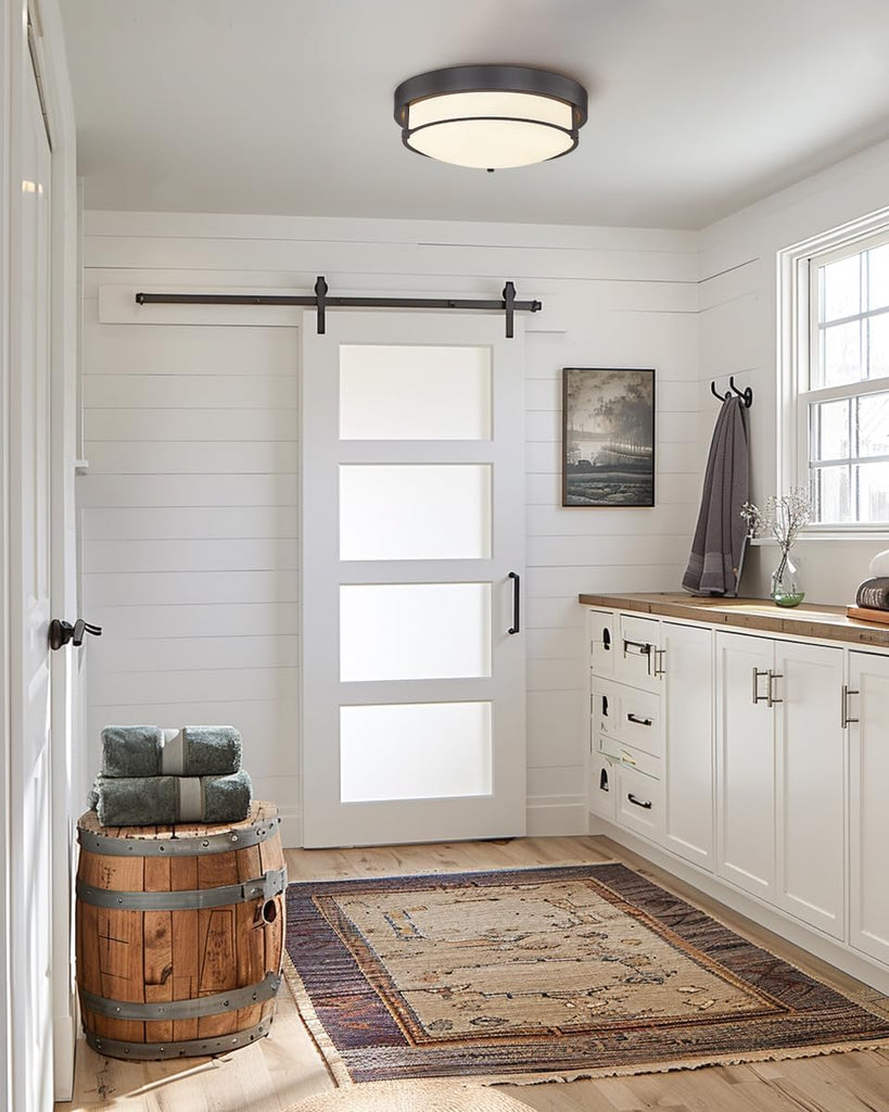 12 inch Flush Mount Ceiling Light, 2-Light Close to Ceiling Light Fixtures with Oil Rubbed Bronze Finish Bedroom