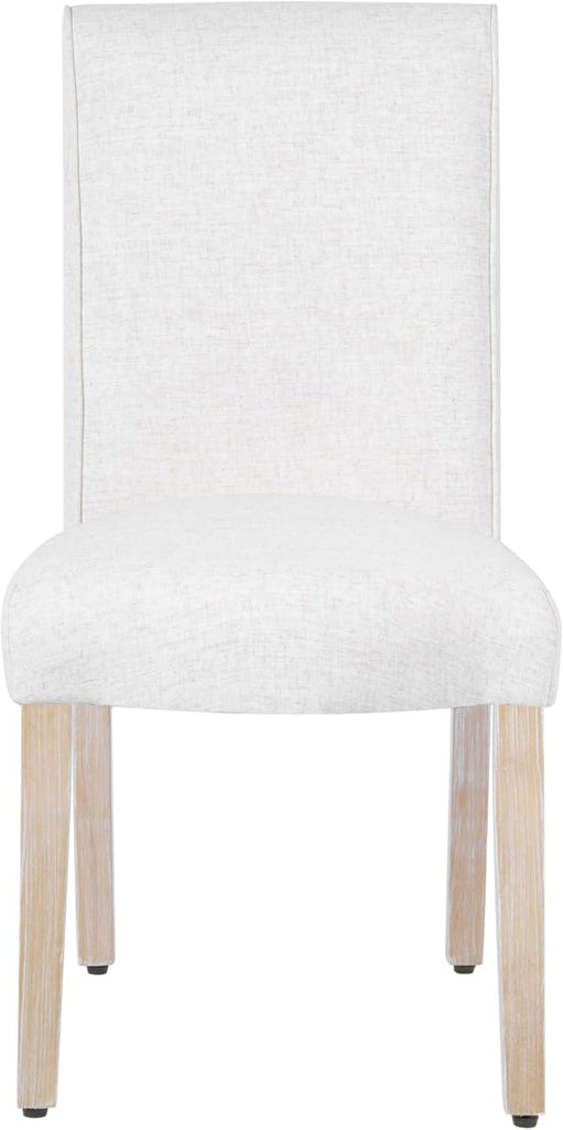 Scalloped Detail Dining Chair, Upholstered Parsons Dining Chairs, Decorative Home Furniture, Cream Textured Woven (Set
