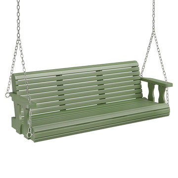 2026 Upgraded 5 FT Wooden Porch Swing, 880 LBS Heavy Duty, Green