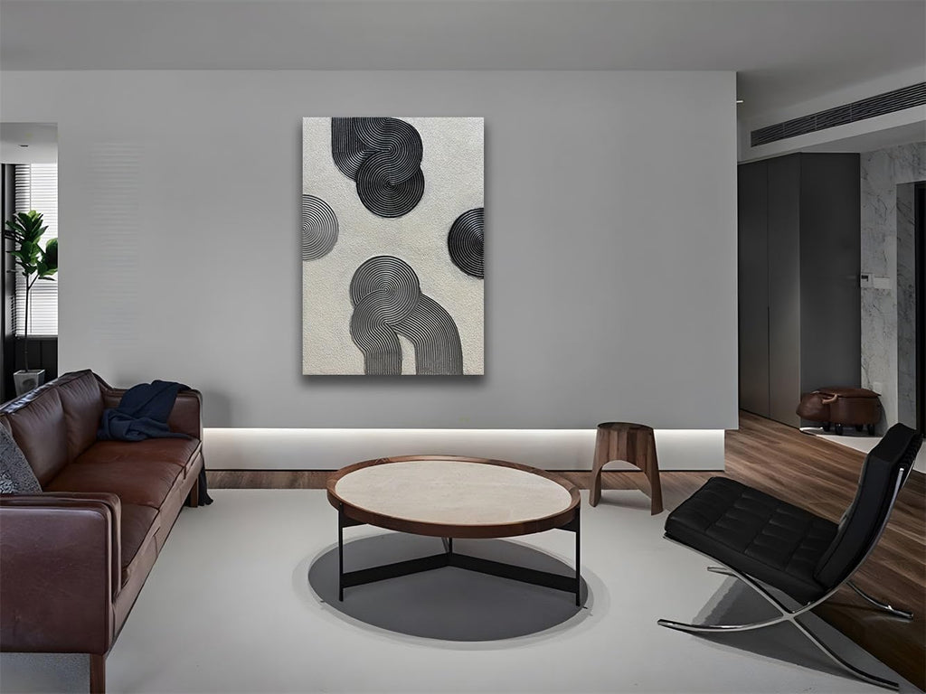 Grey and Black Abstract Textured Wall Art, Hand-Painted 3D Oil Paintings on Canvas Wall Art 40x28 inch Contemporary