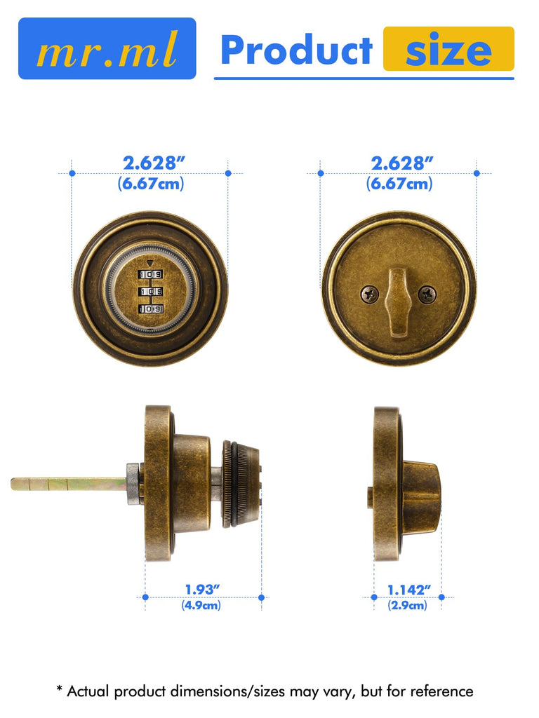Deadbolt Antique Brass Retro Passcode Keyless Entry Dead Bolt, 1 Pack