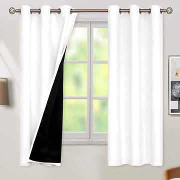 White Blackout Curtains 63 Inch Long - 2 Panels