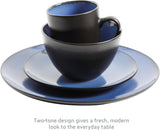 Soho Lounge Round Reactive Glaze Stoneware Dinnerware Set, Service for 4 (16pc), Blue, Soho Round