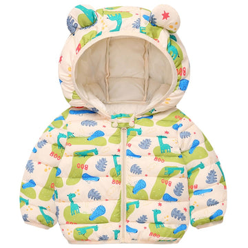 Baby Winter Hooded Down Jacket Boys Girls Light Warm Puffer Coats Toddler Bear Ears Zipper Up Down Coats Outwear
