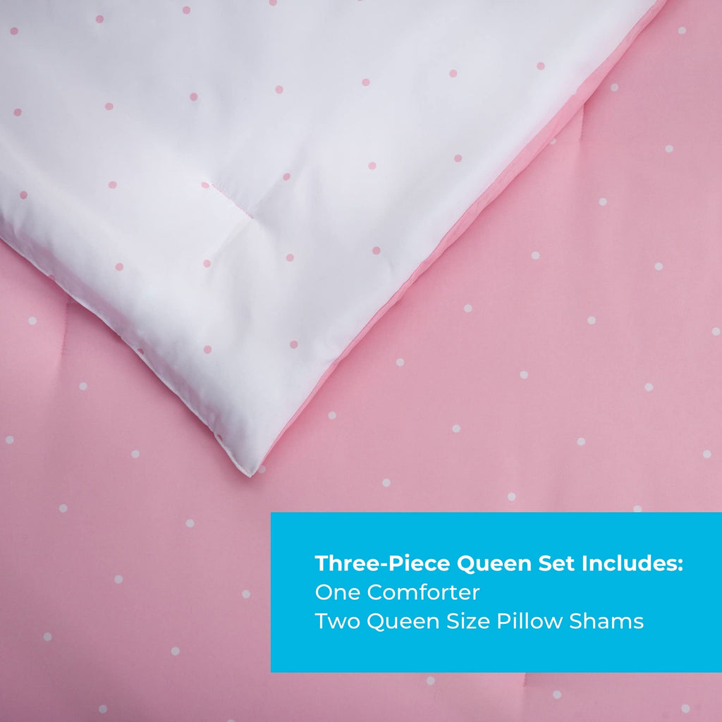 All Season Hypoallergenic Down Alternative Microfiber Comforter, Queen, Pink