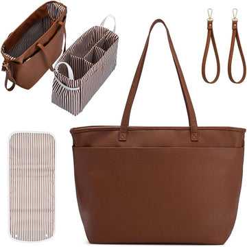 Diaper Bag Tote, Vegan Leather Diaper Bag Purse & Insert