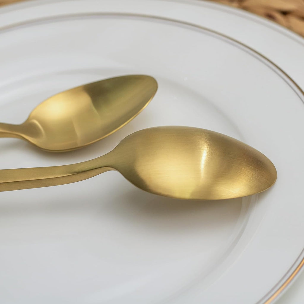 Cube Gold 20-Piece Flatware Set, Forged Cutlery Set, Matte Gold Silverware Service for 4