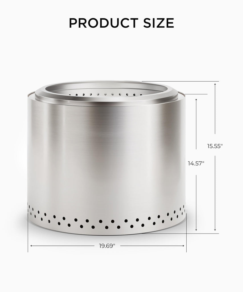 Smokeless Fire Pit, 20.0 inch Firepits for Outside with Removable Ash Pan, Portable Low Smoke Stainless Steel Outdoor