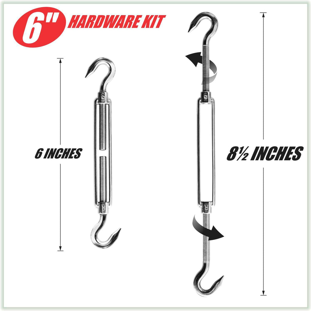 Hardware Kit Winch Set for Rectangle/Square Sun Shade Sails Canopy, Easy-Tensioning, 316 Military-Grade Stainless