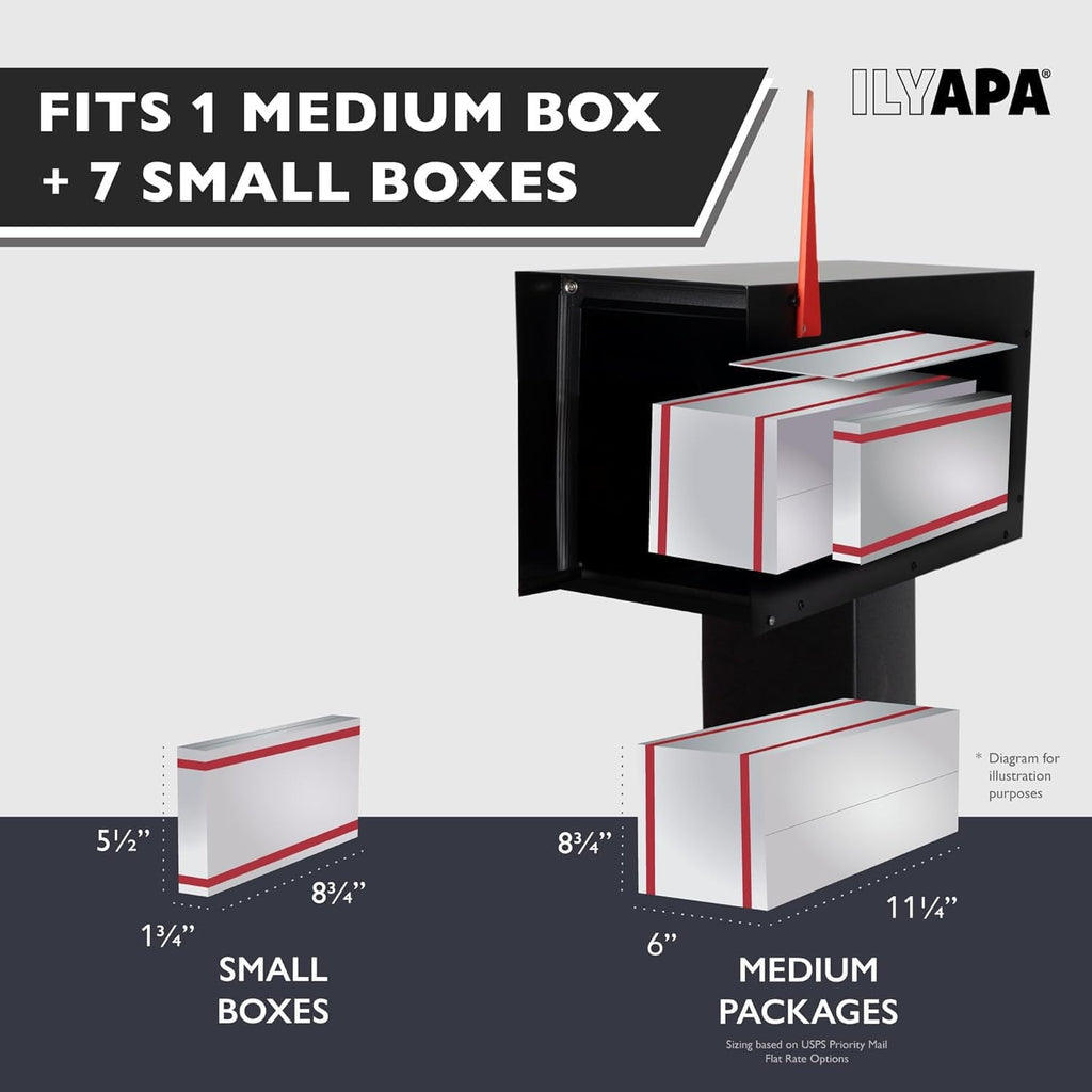 Locking Mailbox with Lock and Key Modern Mailboxes Post Mount - Obsidian