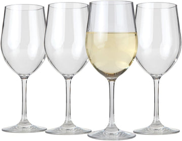 Unbreakable Chardonnay Wine Glasses, Made of Shatterproof Plastic and Ideal and Outdoor Use, Reusable 12oz. Set of 4