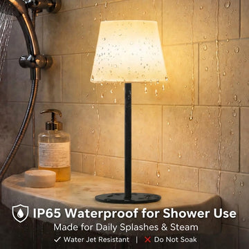 Spa-Like Shower Lamp - IP65 Waterproof Bathroom Lamp, Rechargeable Cordless Mood Light, 3 Color Temps for Relaxing