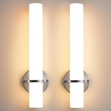 Brushed Nickel Bathroom Sconces Wall Lighting 18W LED Dimmable Vanity Light Fixture, 2700K-5000K Indoor Modern Wall