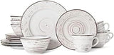 Trellis White 16-Piece Stoneware Dinnerware Set, Service for 4, Distressed White Finish