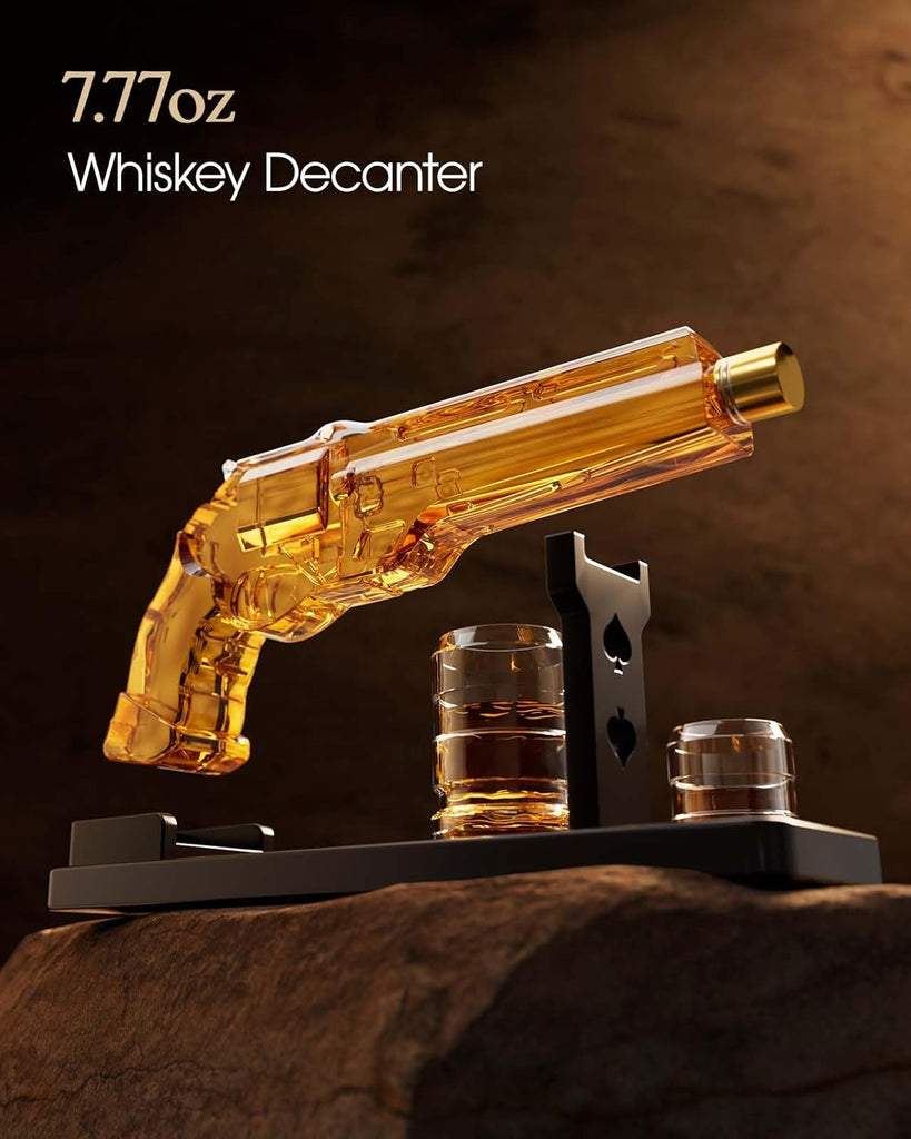 Gun Whiskey Decanter Sets for Men, Liquor Decanter Set with Shot Glass, Handcrafted Birthday Gifts for Men Dad