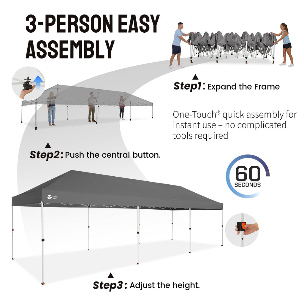 10x30 Commercial Pop Up Canopy Tent, Gray