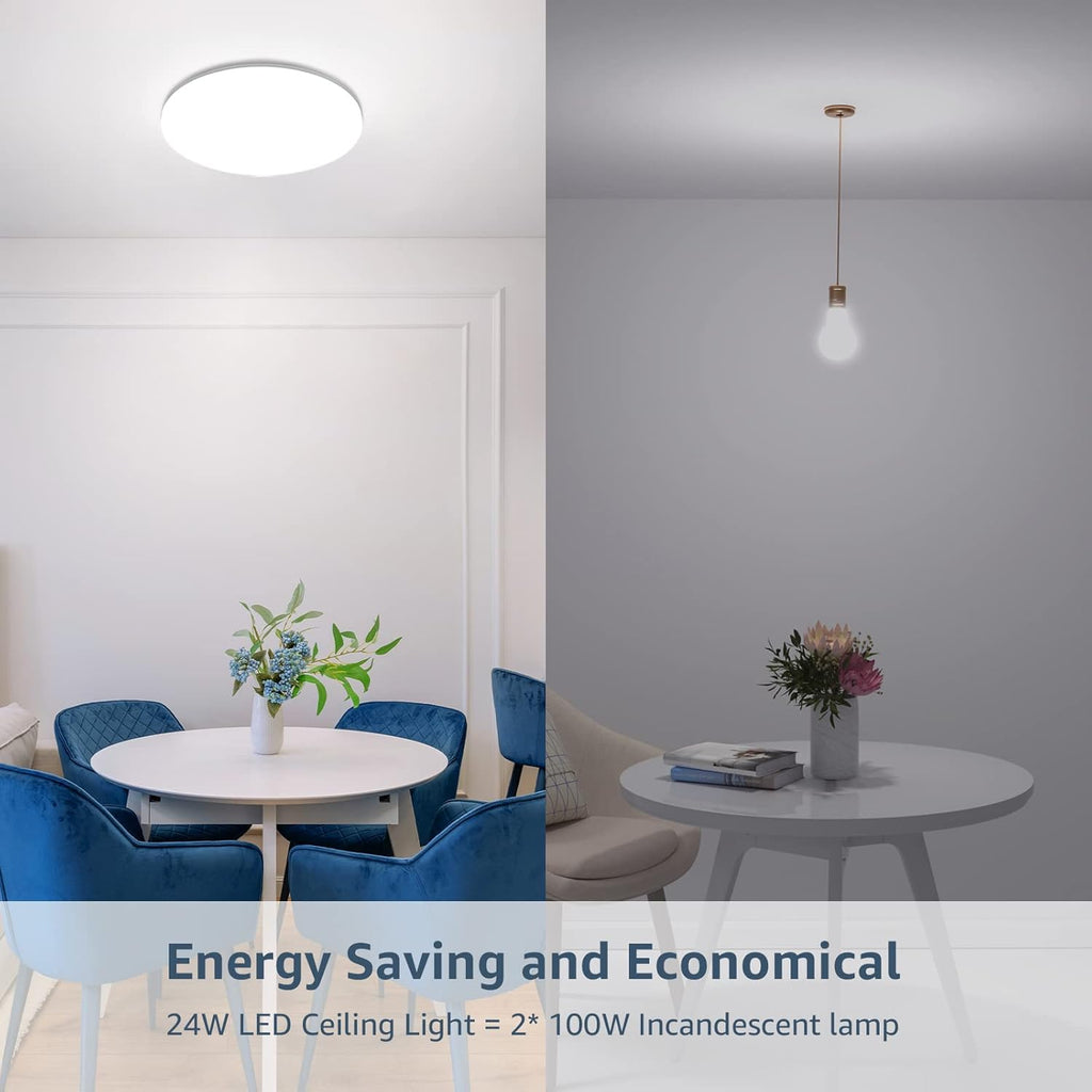 11 inch Flush Mount LED Ceiling Light , 2400LM 24W | 5000K Daylight, Bright Ceiling Light Fixture , Laundry, Hallway