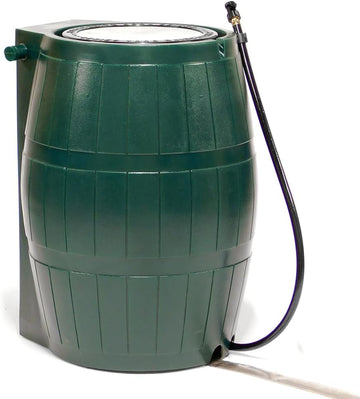 Raincatcher, Flat-Back Rain Barrel with Spigots, 50 Gallon, Green | Portable Water Storage Container Tank with