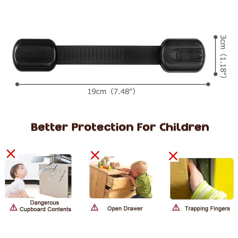 Multi-Use Adhesive Strap Locks for Baby Proofing Cabinets & Drawers