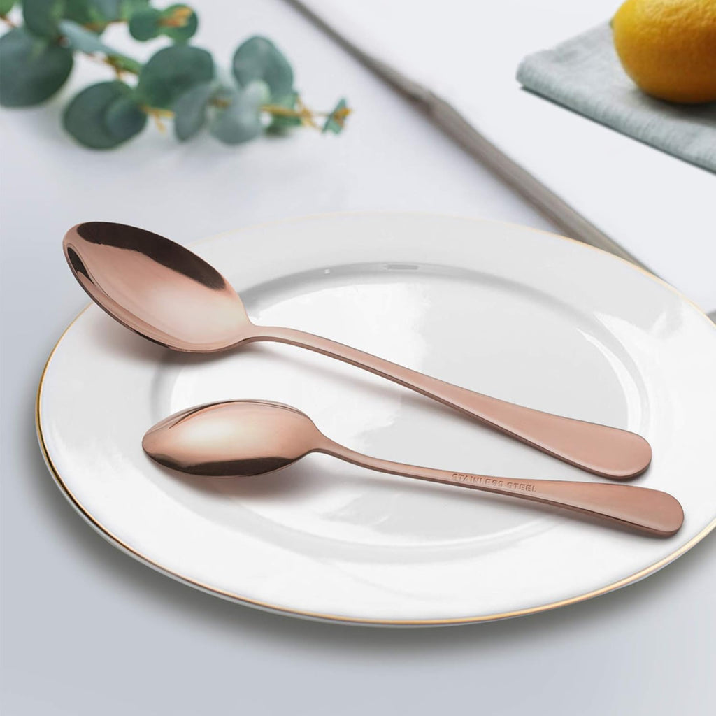 Copper Silverware Flatware Set, 60-Piece Stainless Steel Cutlery Set for 12, Mirror Finish