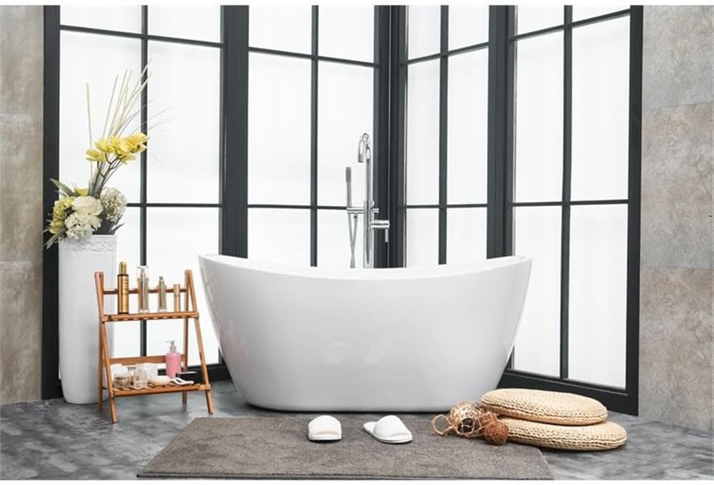 Indoor Modern 54 inch soaking double slipper bathtub in glossy white
