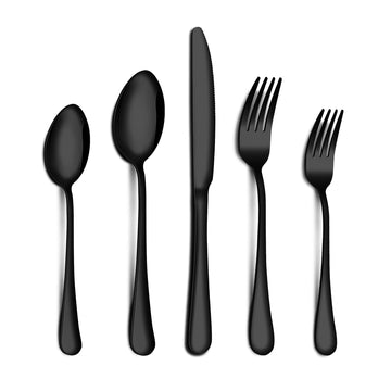 Black Silverware Set for 4, Stainless Steel Flatware Set with Spoons Forks and Knives, Dishwasher Safe