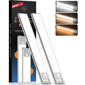 Motion Sensor Light Indoor, 80 LED Under Cabinet Lighting Battery Operated with 3 Color Temps, 1800mAh Rechargeable