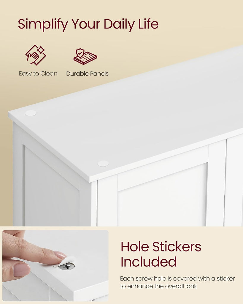 Floor Storage Cabinet, Shaker Cabinet with 2 Adjustable Shelves, 4 Doors, Tall Freestanding Organizer Unit, Bathroom